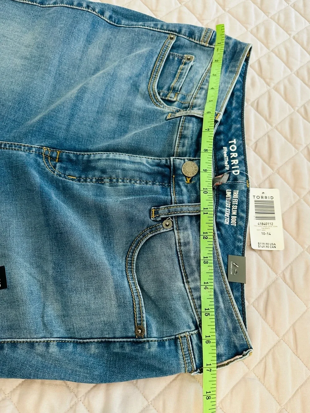 NWT Torrid Trio Fit Slim Boot Limitless Stretch Mid-Blue Straight Jeans - 10-14